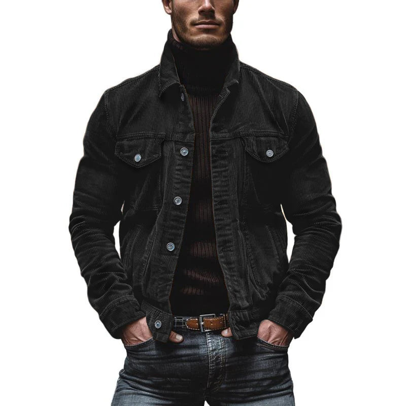 Herren Retro Cordjacke - Zeitloses Design mit Mehreren Taschen