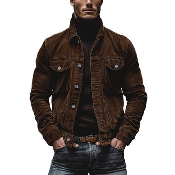 Herren Retro Cordjacke - Zeitloses Design mit Mehreren Taschen