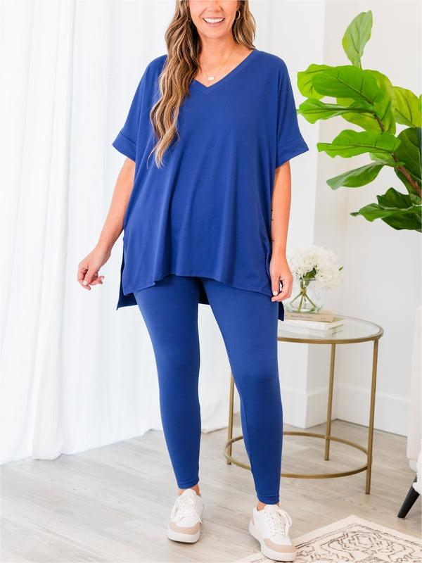 Damen Ultra Bequem Kurzarm T-Shirt und Leggings Set