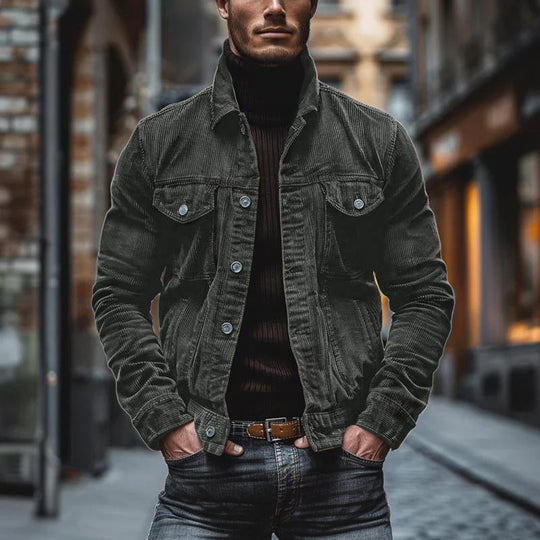 Herren Retro Cordjacke - Zeitloses Design mit Mehreren Taschen