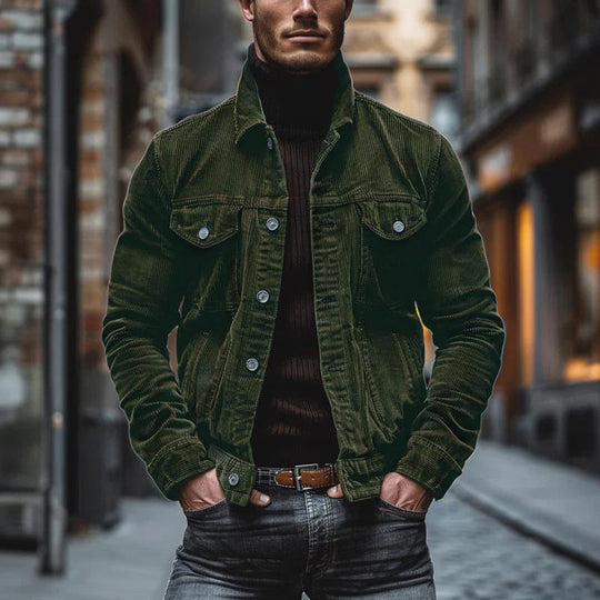 Herren Retro Cordjacke - Zeitloses Design mit Mehreren Taschen