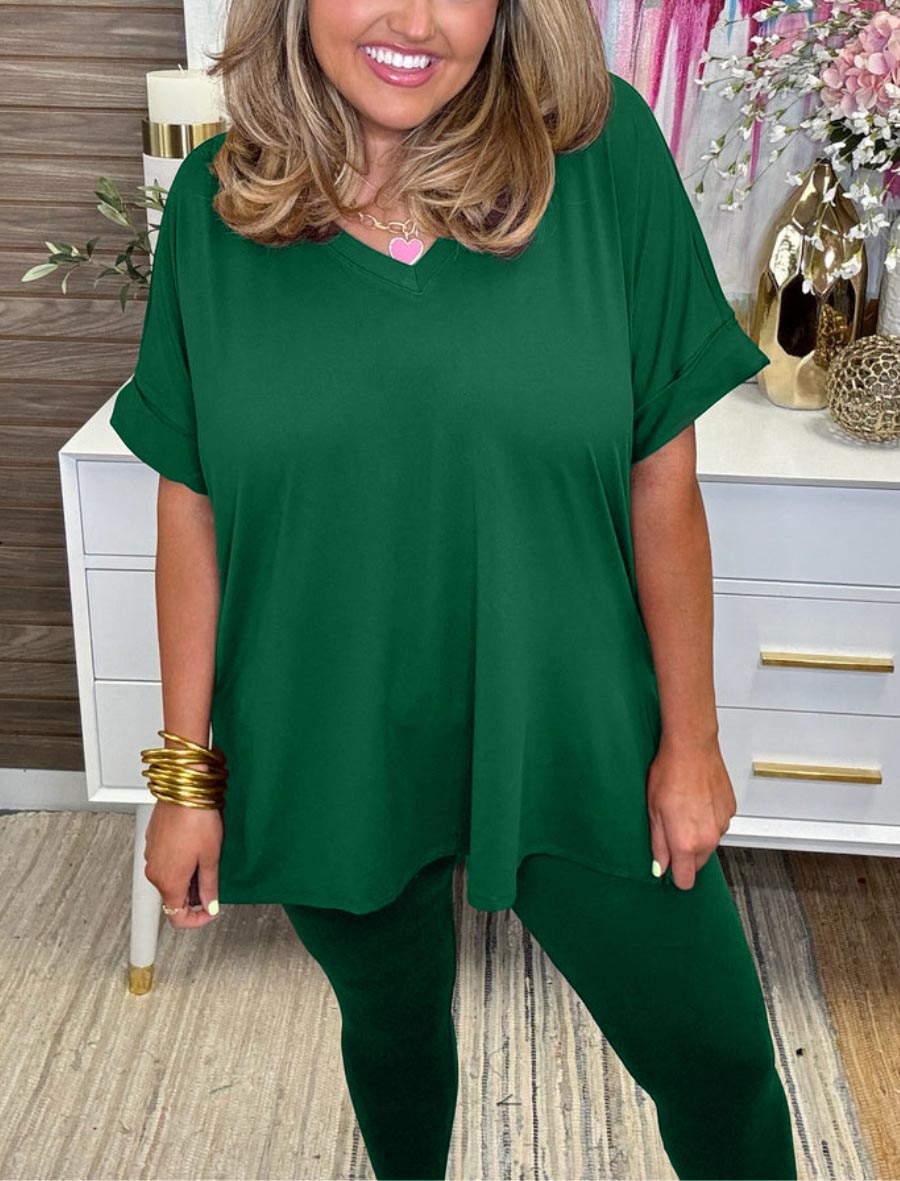 Damen Ultra Bequem Kurzarm T-Shirt und Leggings Set