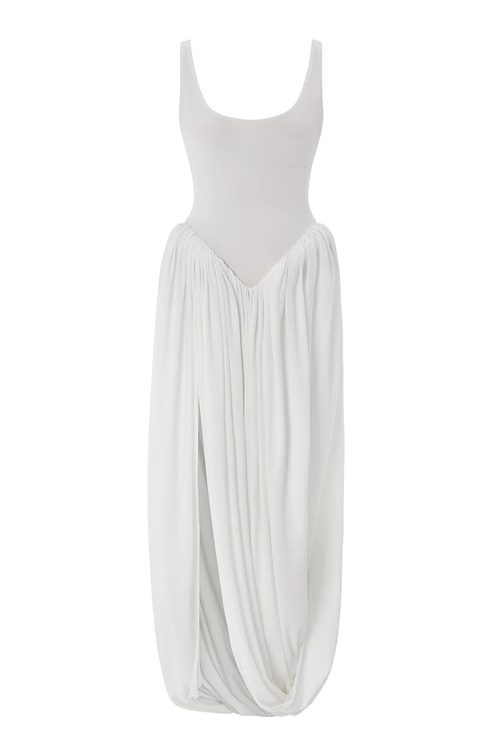 Aurora Rundhals-Abgerundetes-Saum Maxikleid