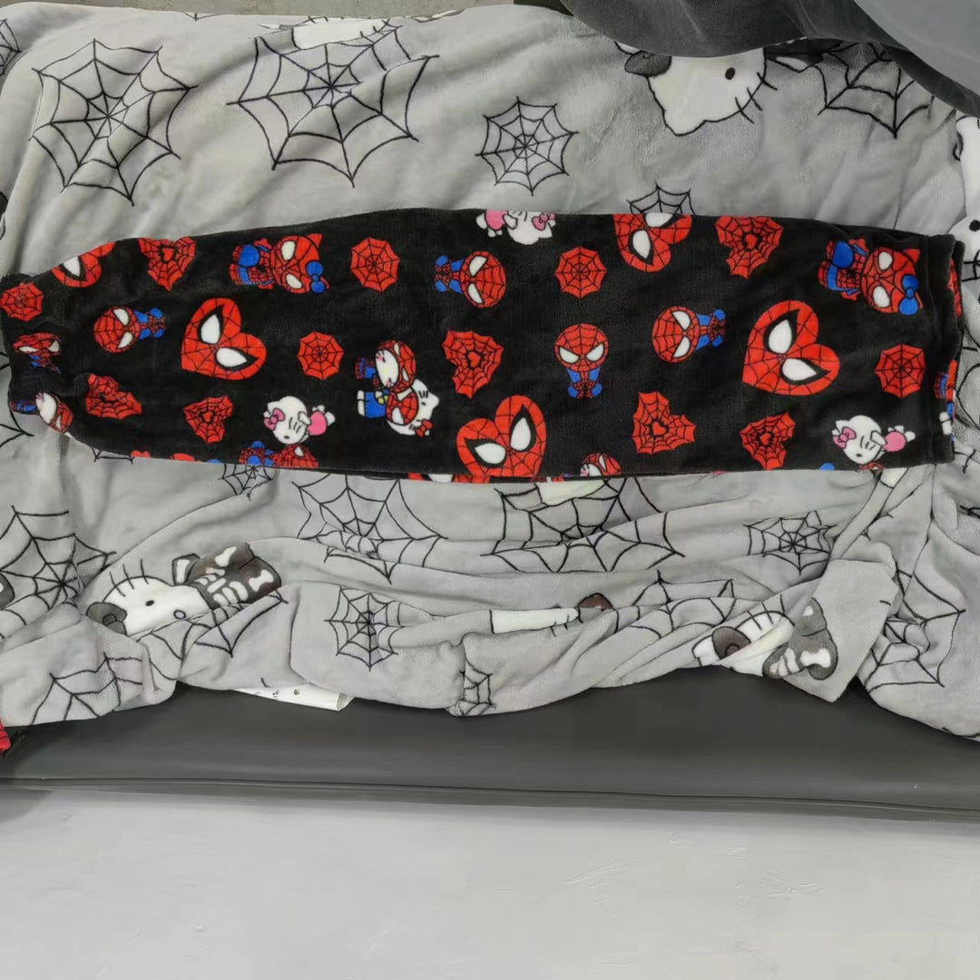 Baumwoll-Velours H.Kitty x Spider-Man Lässige Pyjamahose