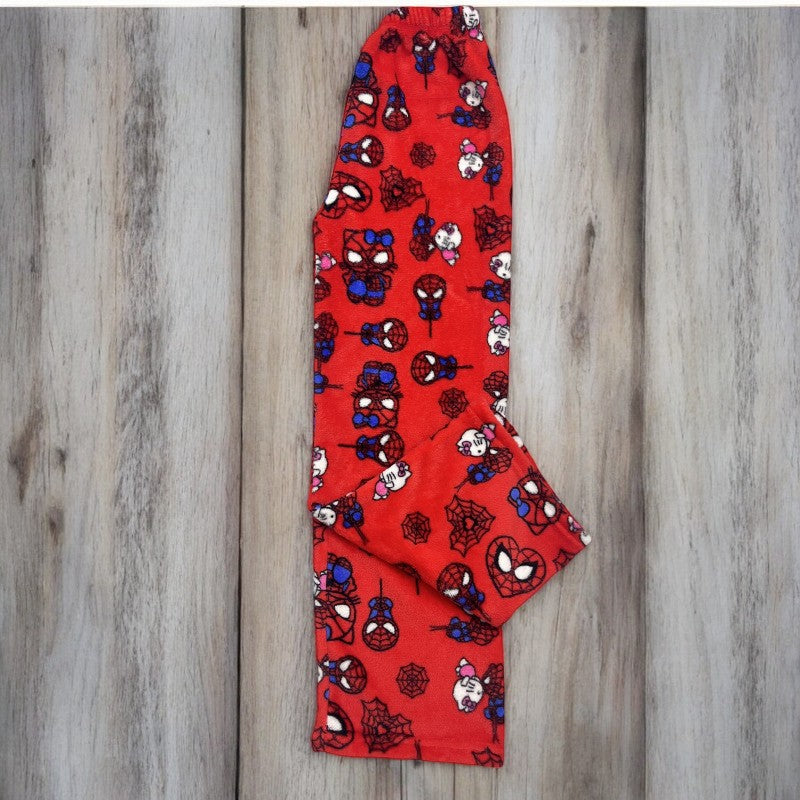 Baumwoll-Velours H.Kitty x Spider-Man Lässige Pyjamahose