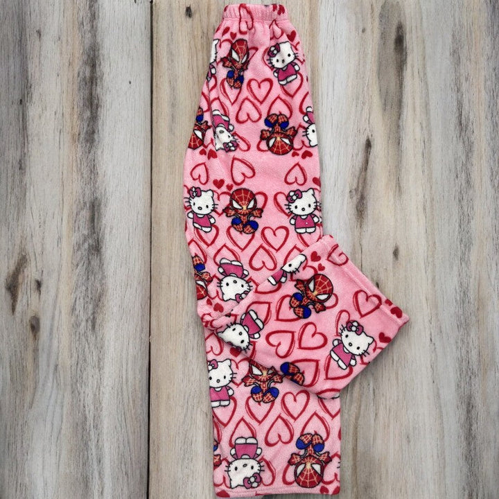 Baumwoll-Velours H.Kitty x Spider-Man Lässige Pyjamahose