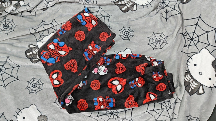 Baumwoll-Velours H.Kitty x Spider-Man Lässige Pyjamahose