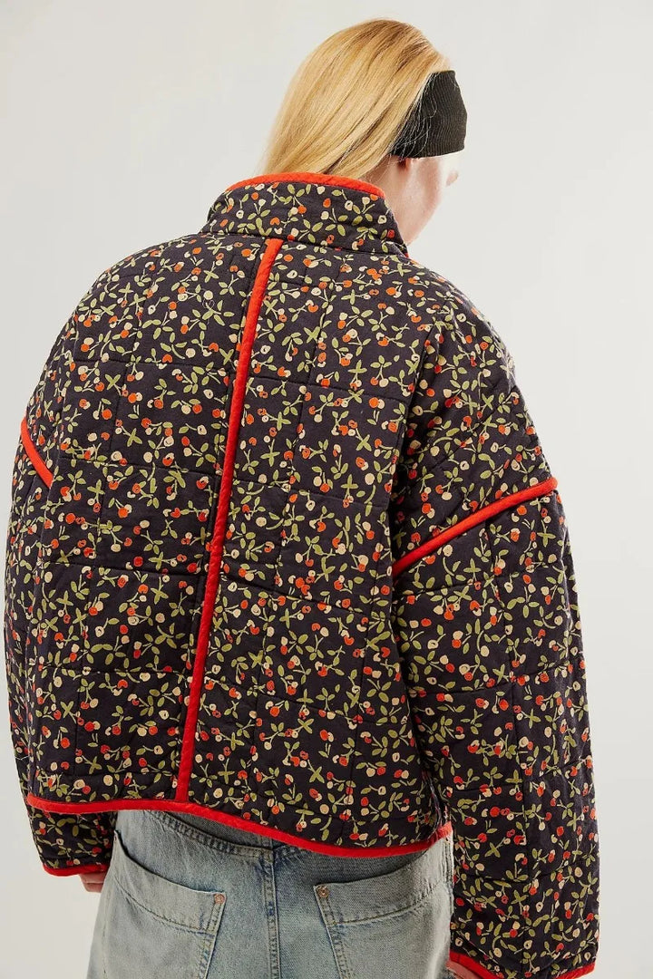 Eira Blumen-Quilted Cropped Jacke