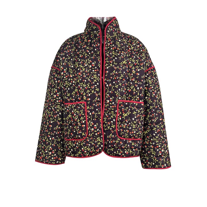 Eira Blumen-Quilted Cropped Jacke