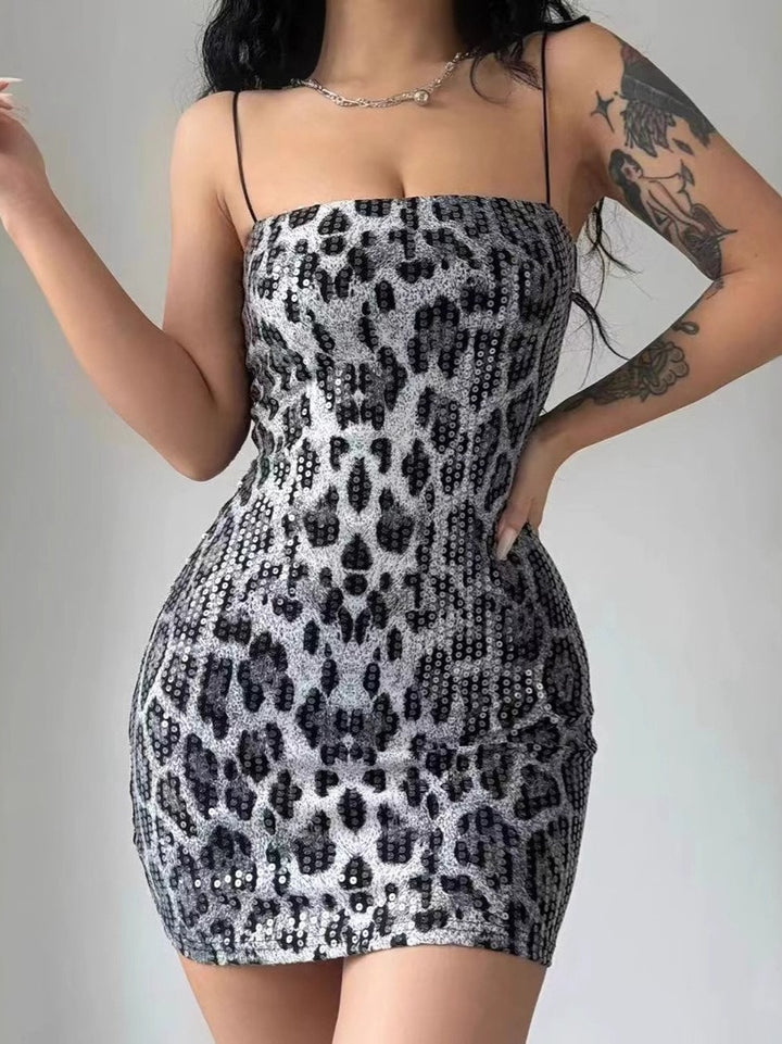 Wildes Lace-Up-Leopardenprint-Kleid