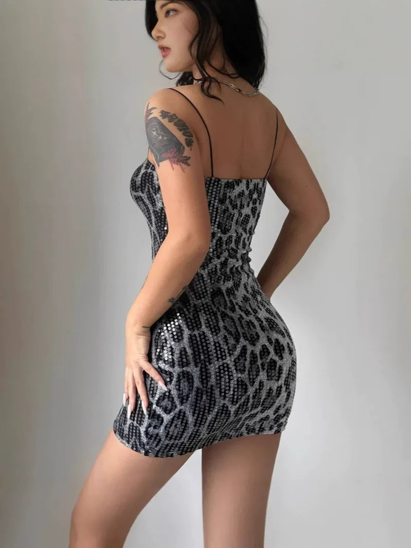 Wildes Lace-Up-Leopardenprint-Kleid