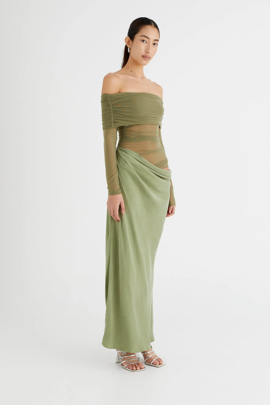 Verführerisches Ein-Schulter Mesh-Kleid