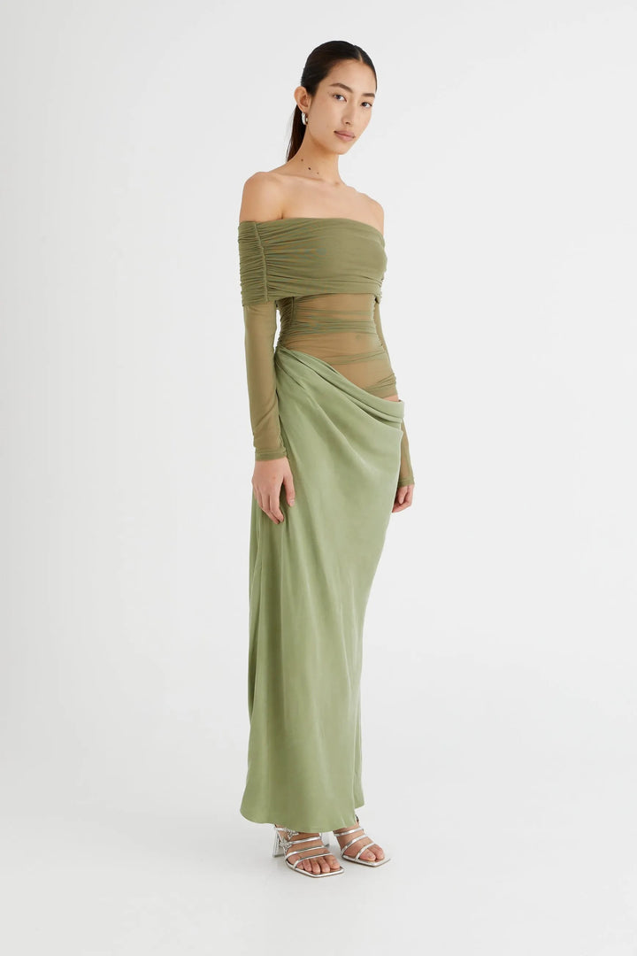 Verführerisches Ein-Schulter Mesh-Kleid