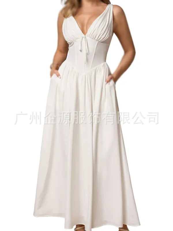 Dramatisches Corset-Maxikleid mit tiefem Dekolleté