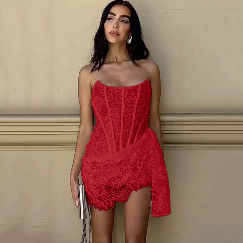 Verführerisches Spitzen-Corset-Minikleid