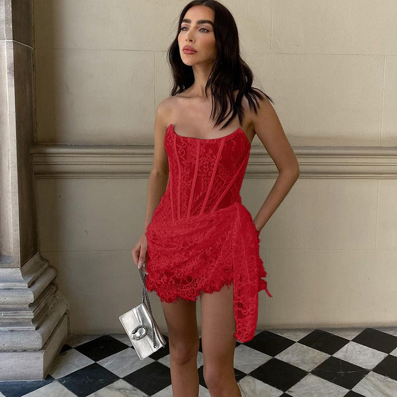 Verführerisches Spitzen-Corset-Minikleid