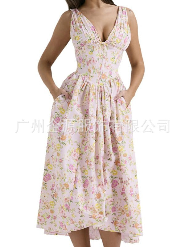 Dramatisches Corset-Maxikleid mit tiefem Dekolleté