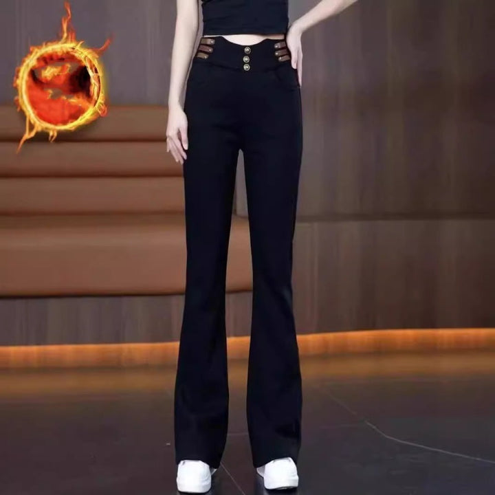 2025 Neues Design Hohe Taille Flared Hose für Damen mit Plüschfutter